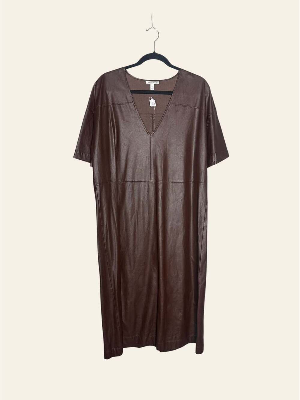 Prologue Faux Leather V Neck Dress